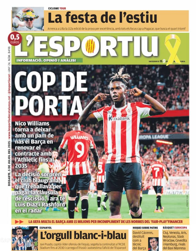 Capa jornal L'esportiu 2025-07-05