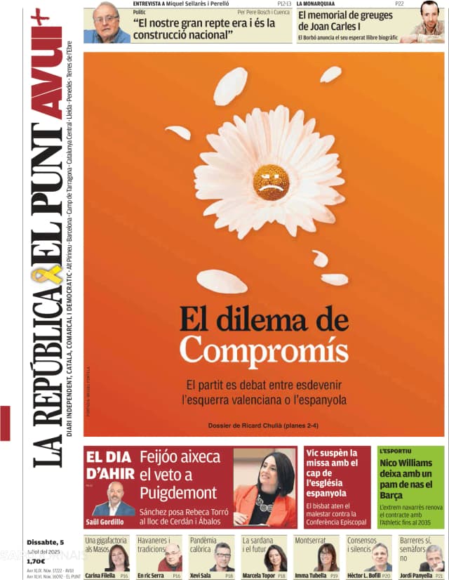 Capa jornal El Punt Avui | Nacional 2025-07-05