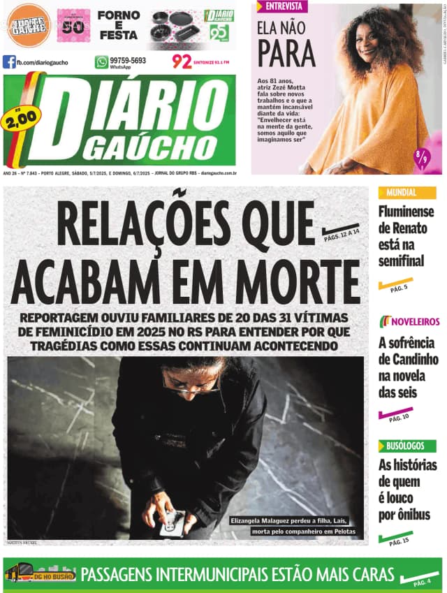 Capa jornal Diário Gaúcho 2025-07-05
