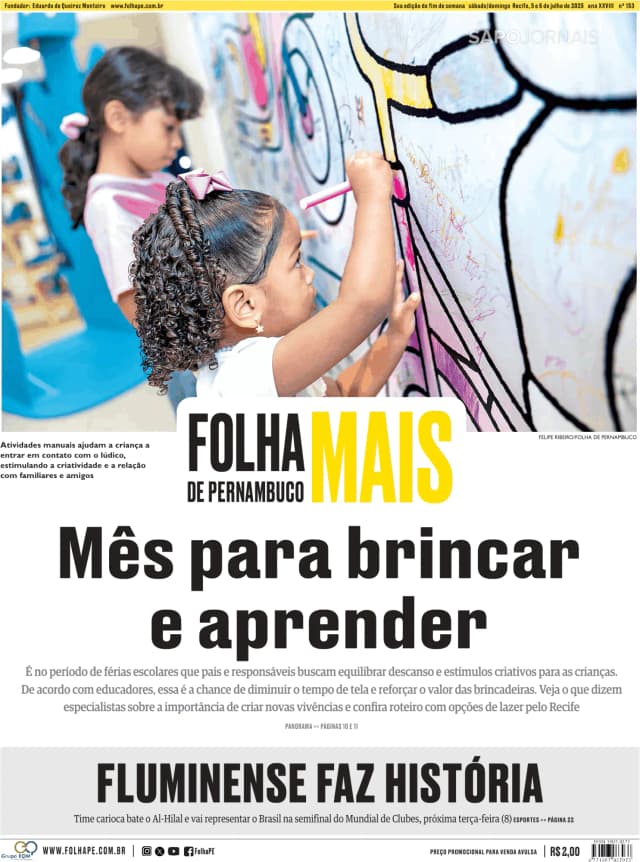 Capa jornal Folha de Pernambuco 2025-07-05