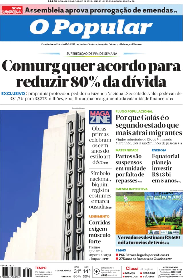 Capa jornal Daqui - O Popular 2025-07-05