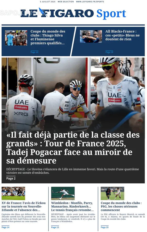 Capa jornal Le Figaro Sport 2025-07-05