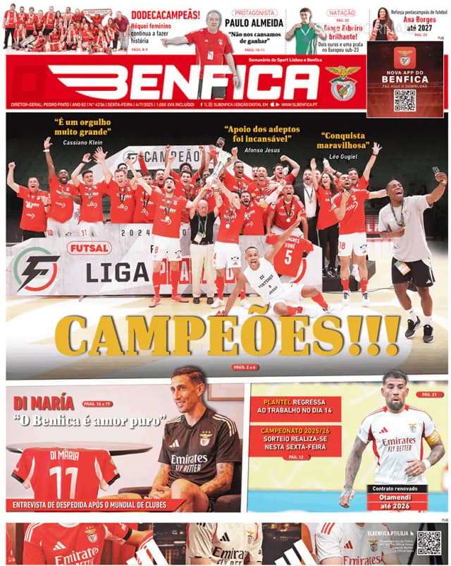 Capa jornal O Benfica 2025-07-04
