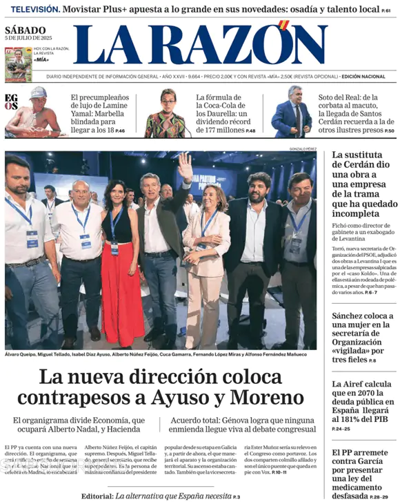 Capa jornal La Razón 2025-07-05