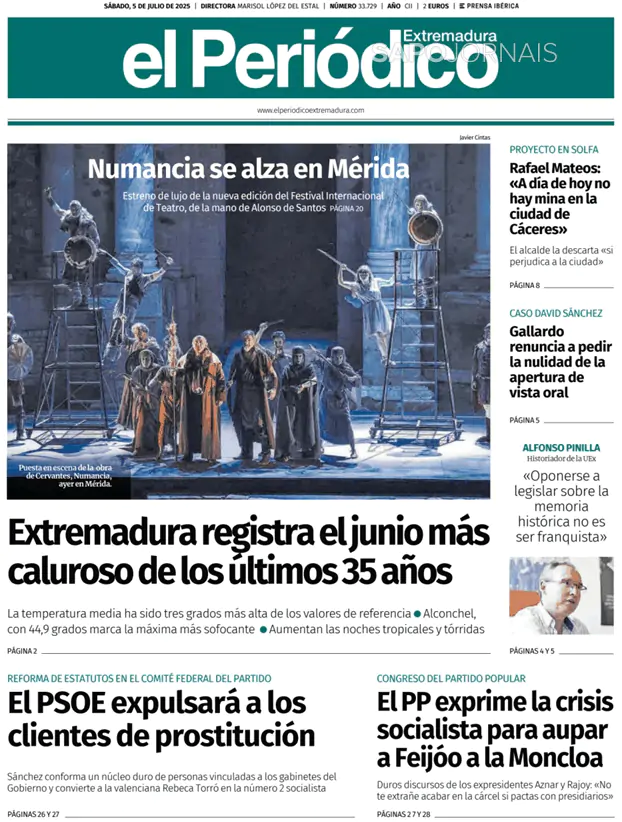 Capa jornal El Periódico de Extremadura 2025-07-05