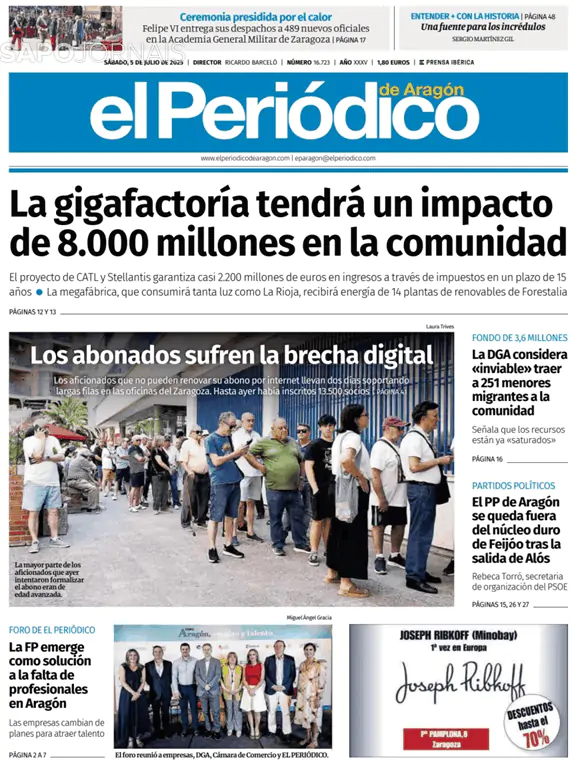 Capa jornal El Periódico de Aragón 2025-07-05