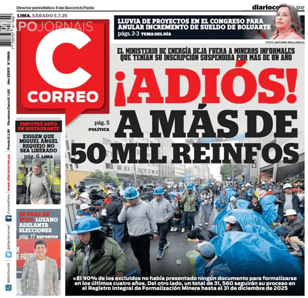 Capa jornal Diario Correo 2025-07-05