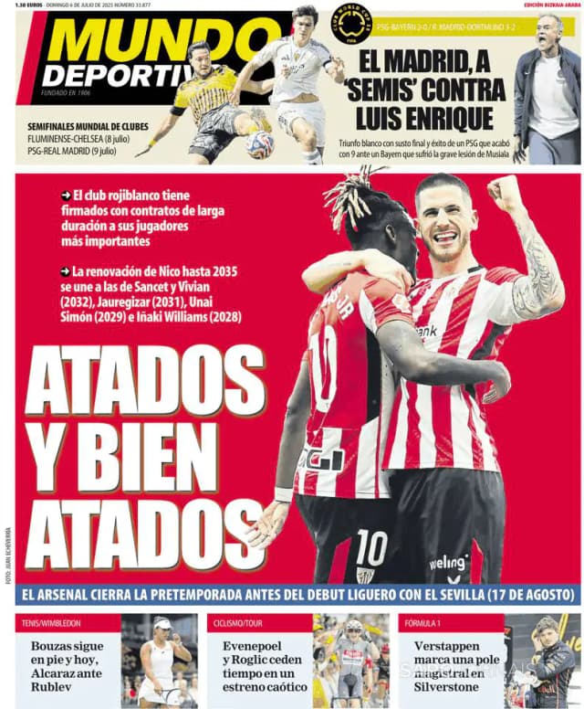 Capa jornal Mundo Deportivo (Bizkaia-Araba) 2025-07-06