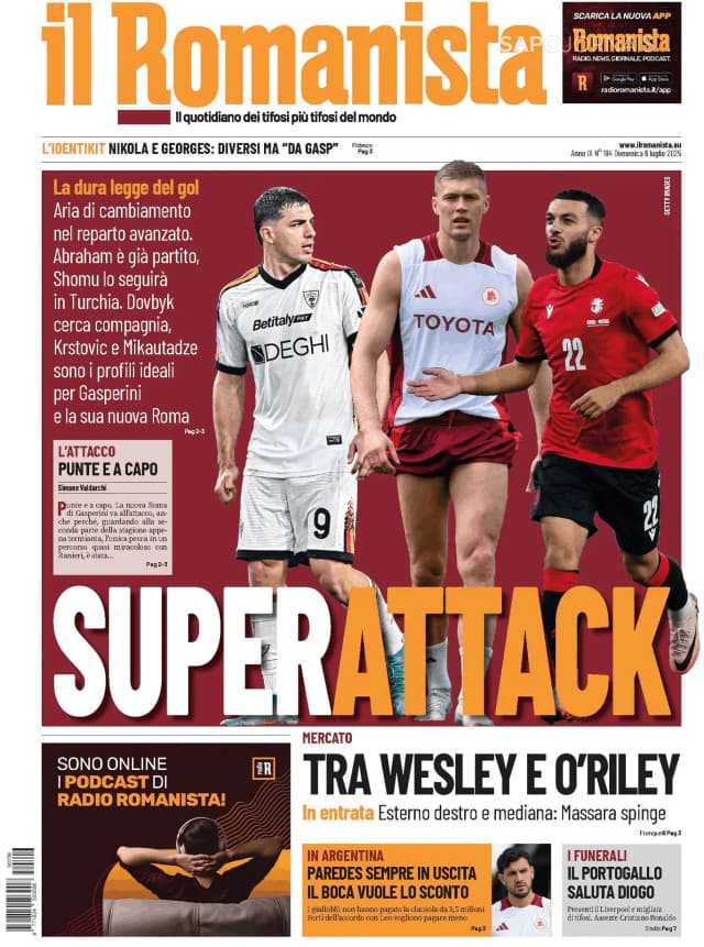 Capa jornal Il Romanista 2025-07-06