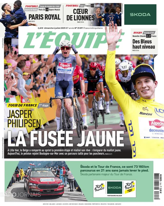 Capa jornal L'Équipe 2025-07-06