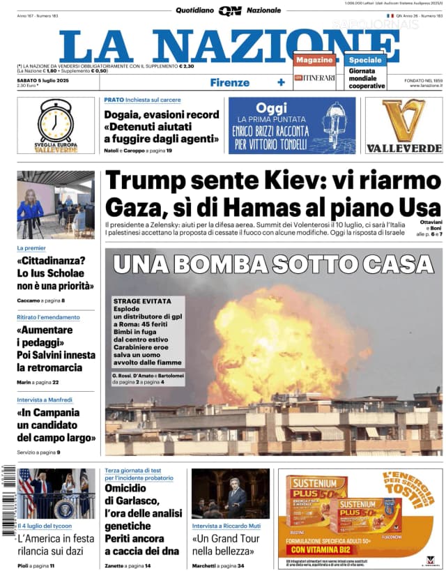 Capa jornal La Nazione 2025-07-05
