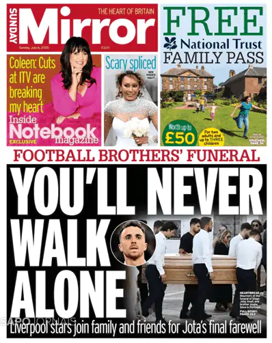 Capa jornal Daily Mirror 2025-07-06