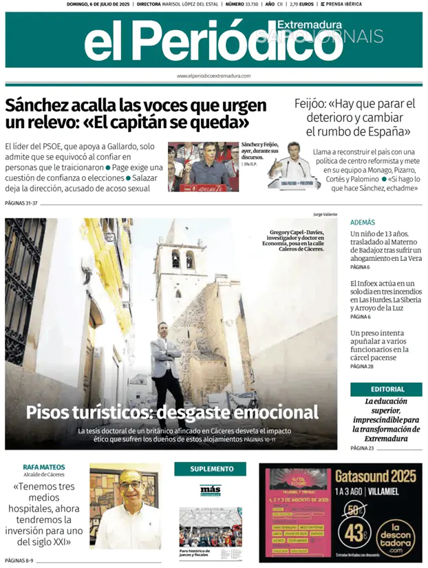 Capa jornal El Periódico de Extremadura 2025-07-06