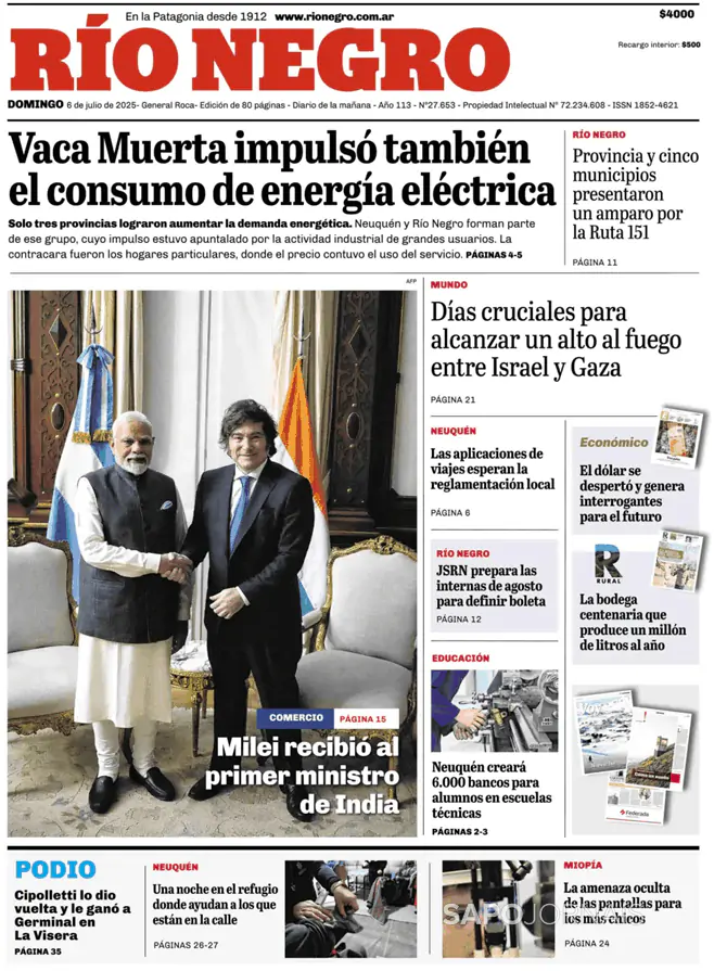 Capa jornal Rio Negro 2025-07-06