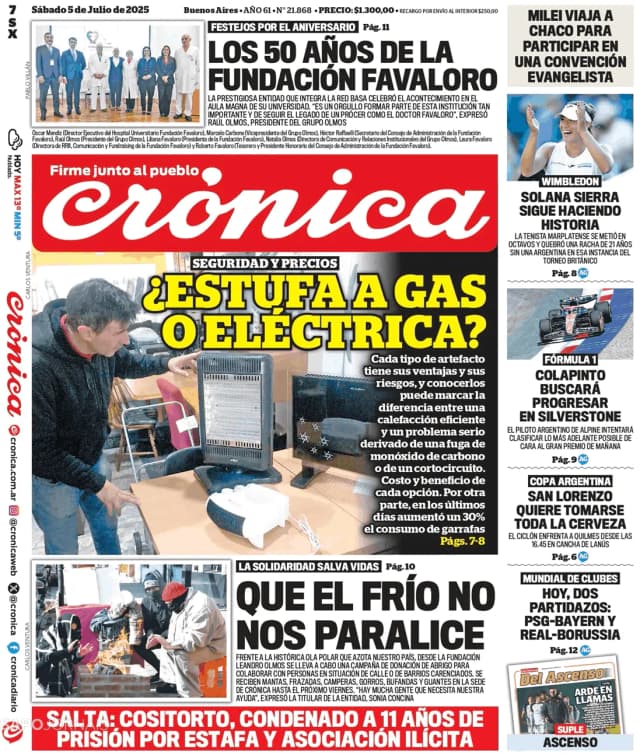 Capa jornal Crónica 2025-07-05