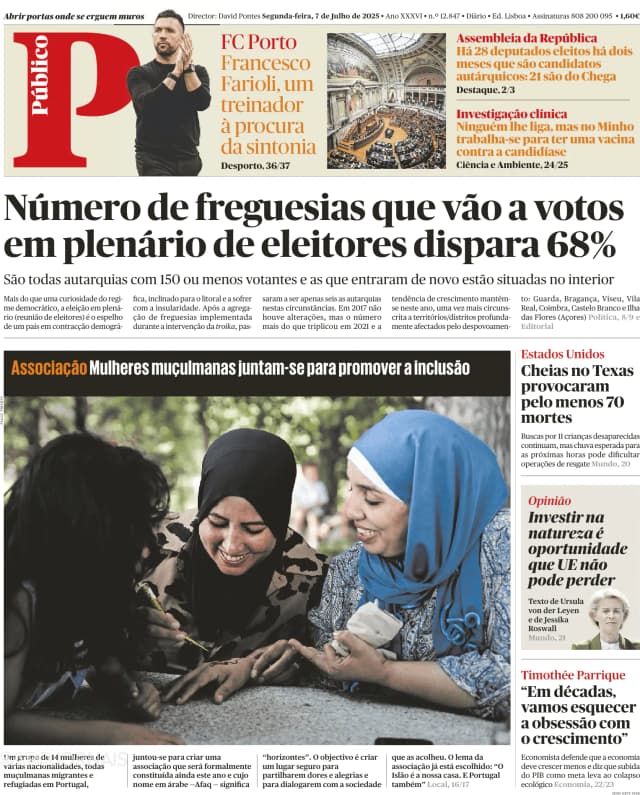 Capa jornal Público 2025-07-07