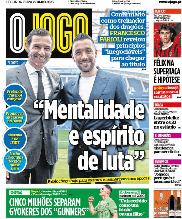 Capa jornal O Jogo 2025-07-07