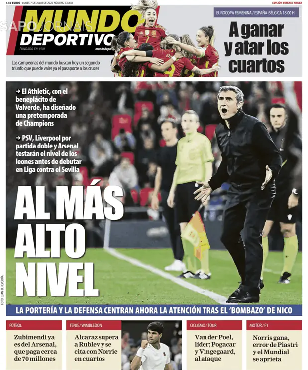 Capa jornal Mundo Deportivo (Bizkaia-Araba) 2025-07-07