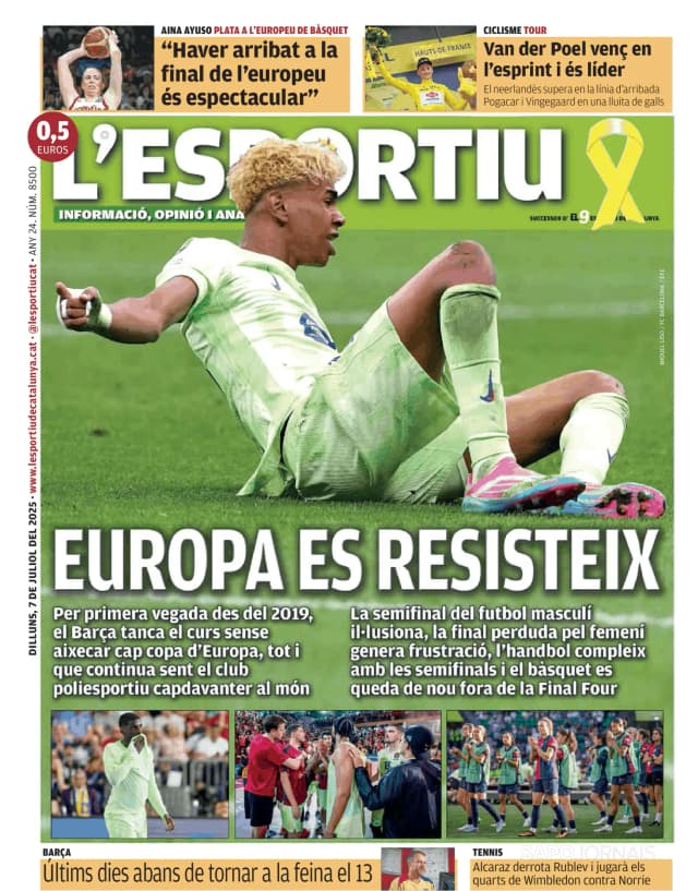 Capa jornal L'esportiu 2025-07-07