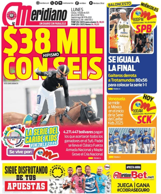 Capa jornal Meridiano 2025-07-07