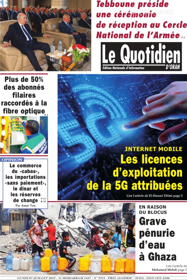 Capa jornal Le Quotidien D’Oran 2025-07-07