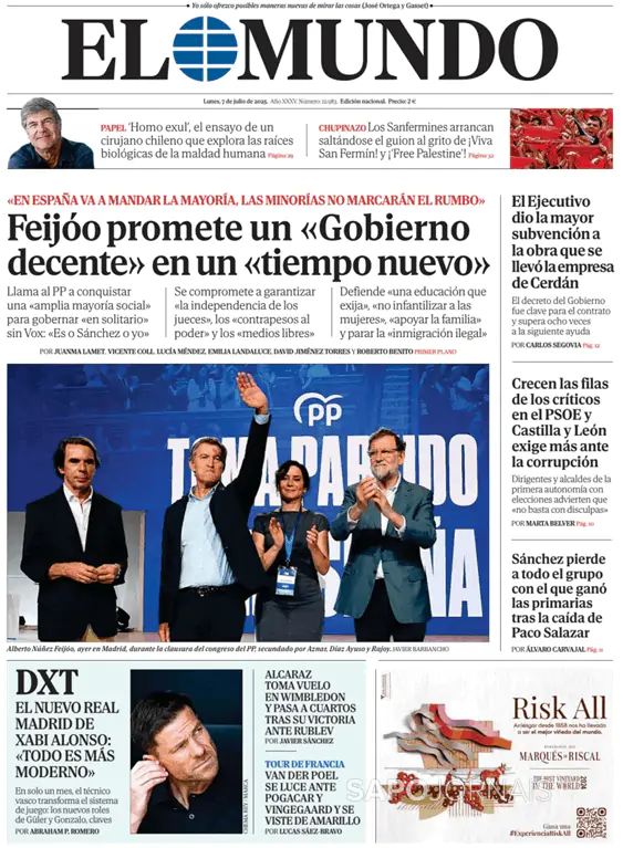 Capa jornal El Mundo 2025-07-07
