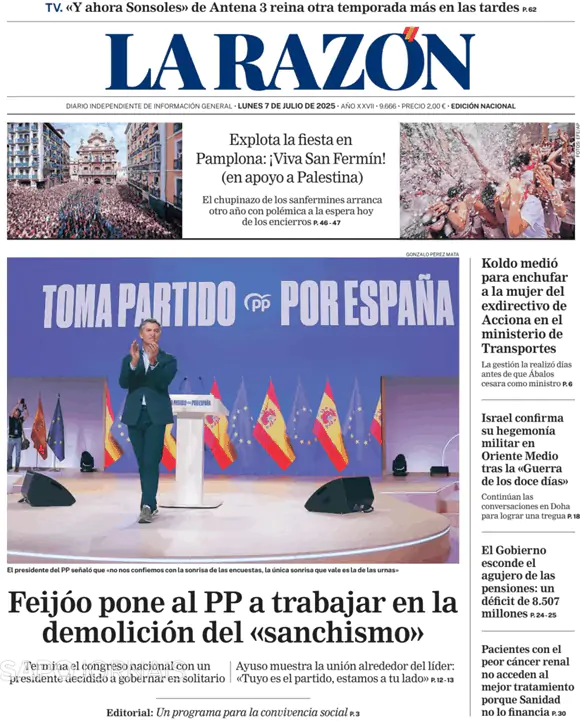 Capa jornal La Razón 2025-07-07