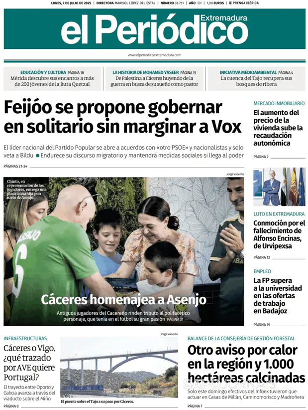 Capa jornal El Periódico de Extremadura 2025-07-07