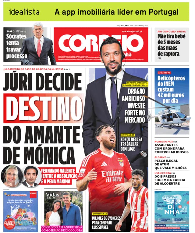 Capa jornal Correio da Manhã 2025-07-08