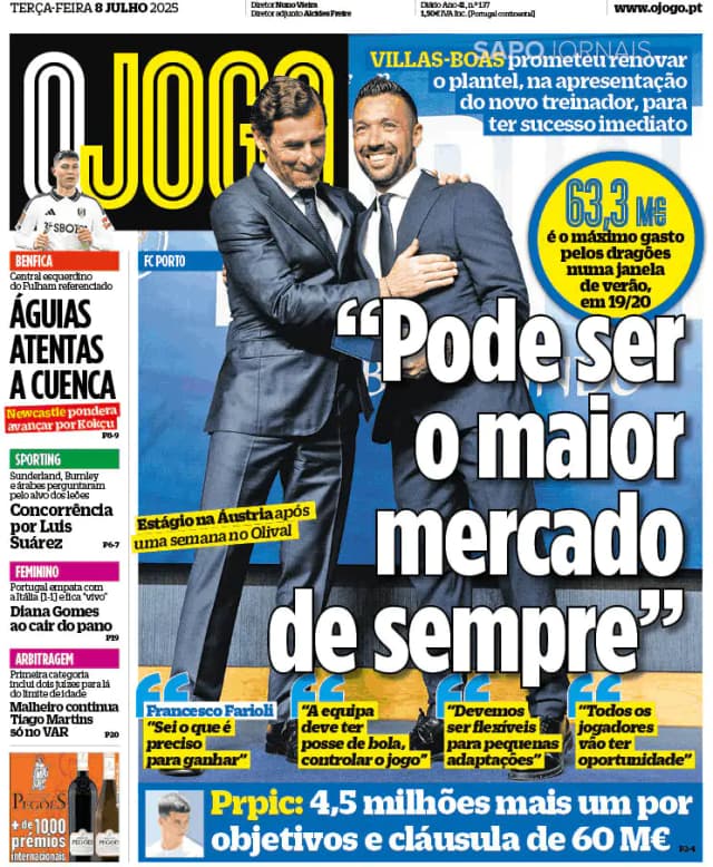 Capa jornal O Jogo 2025-07-08