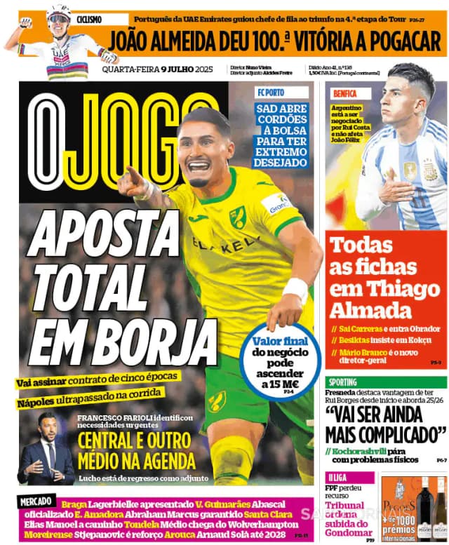 Capa jornal O Jogo 2025-07-09