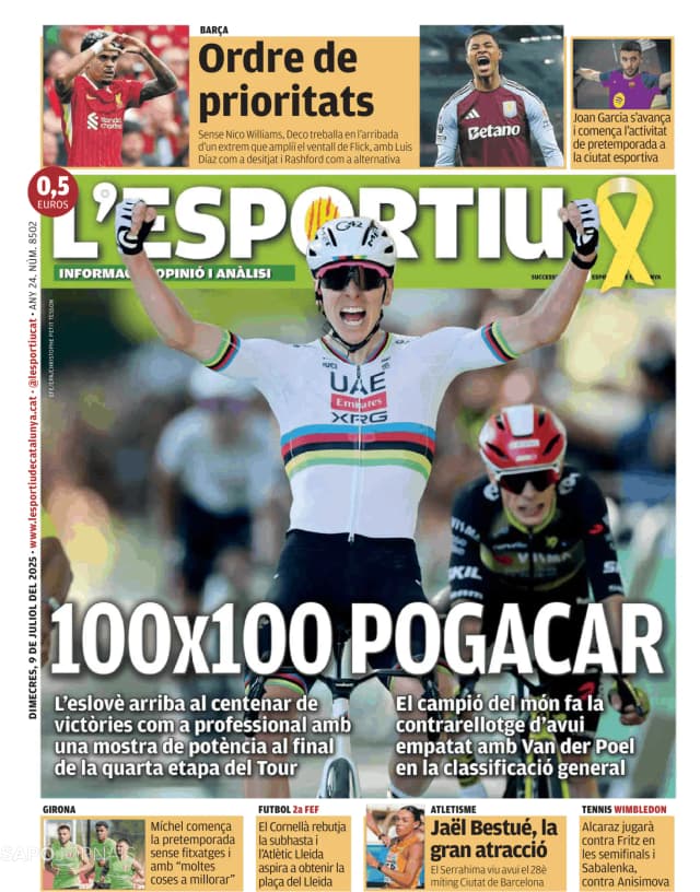 Capa jornal L'esportiu 2025-07-09