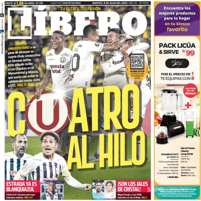 Capa jornal Líbero 2025-07-08