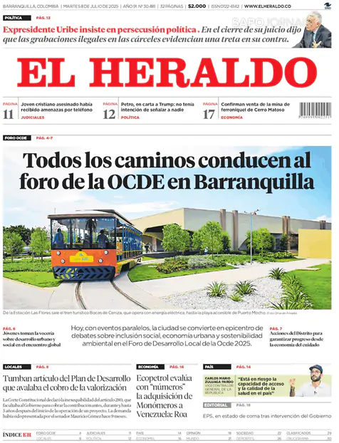 Capa jornal El Heraldo 2025-07-08