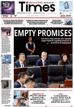Capa jornal Macau Daily Times 2025-07-09