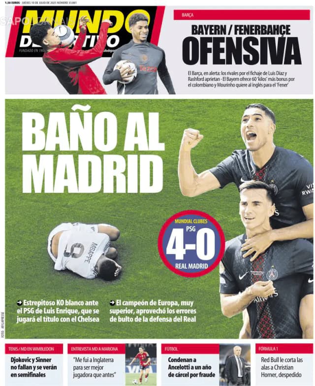 Capa jornal Mundo Deportivo (Madrid) 2025-07-10
