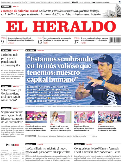 Capa jornal El Heraldo 2025-07-09