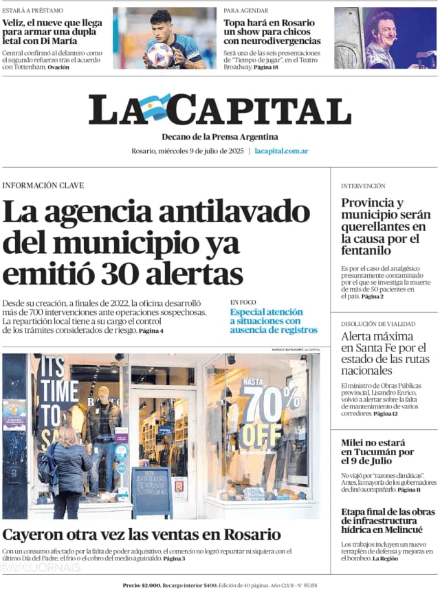Capa jornal La Capital 2025-07-09