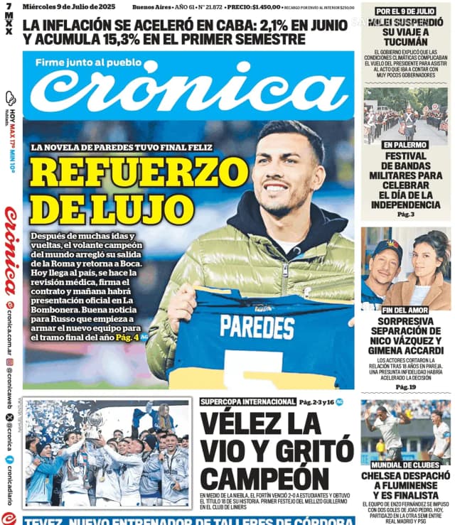 Capa jornal Crónica 2025-07-09