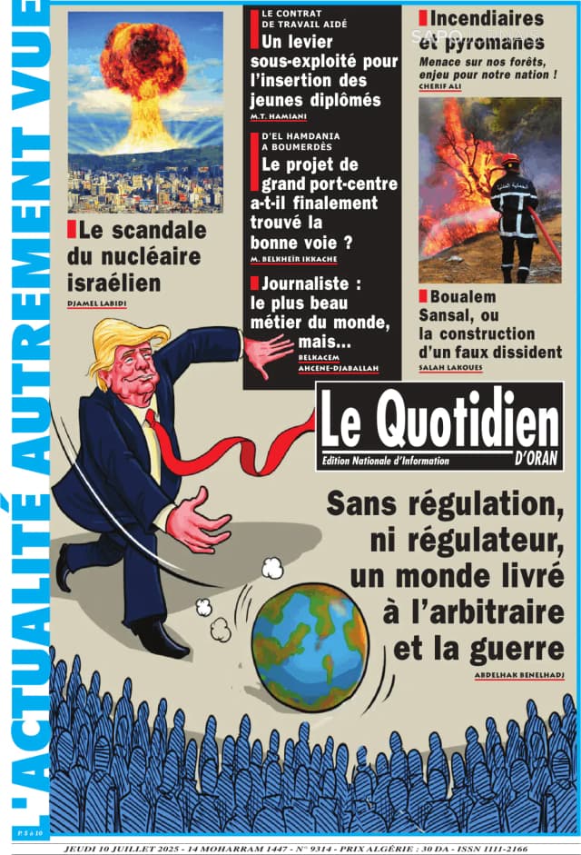 Capa jornal Le Quotidien D’Oran 2025-07-10