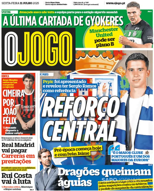 Capa jornal O Jogo 2025-07-11