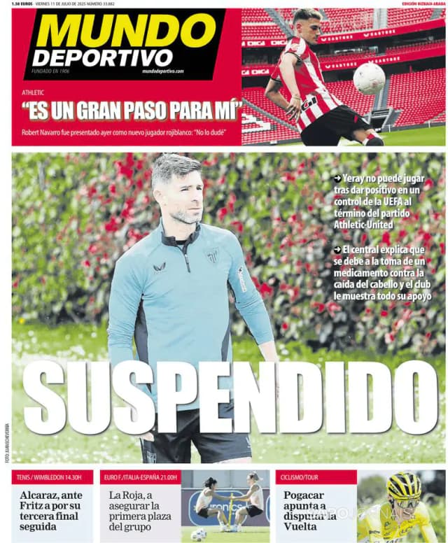 Capa jornal Mundo Deportivo (Bizkaia-Araba) 2025-07-11