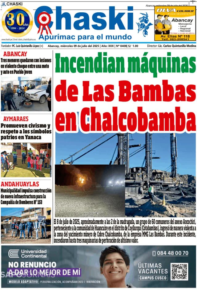 Capa jornal Chaski 2025-07-10