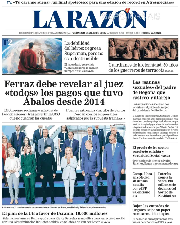 Capa jornal La Razón 2025-07-11