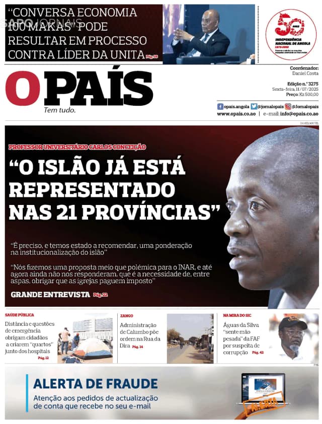Capa jornal O País 2025-07-11