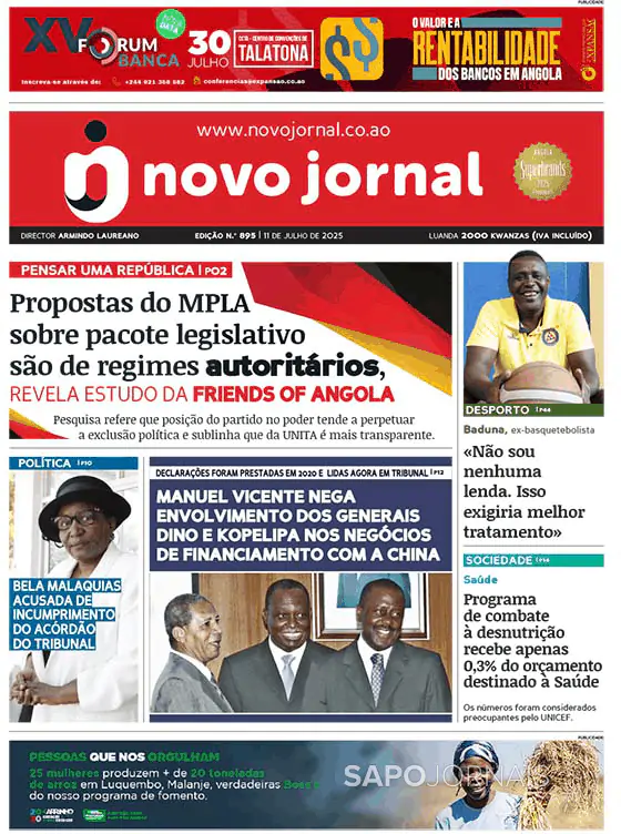 Capa jornal Novo Jornal 2025-07-11