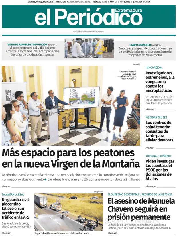 Capa jornal El Periódico de Extremadura 2025-07-11