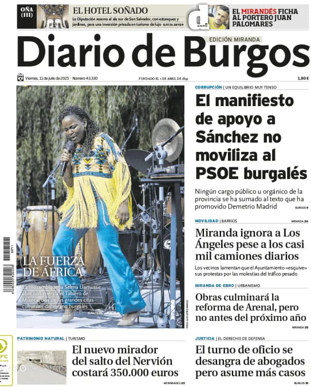 Capa jornal Diario de Burgos 2025-07-11