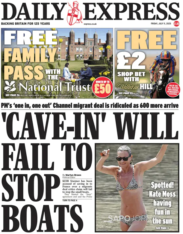 Capa jornal Daily Express 2025-07-11