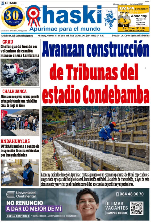 Capa jornal Chaski 2025-07-11